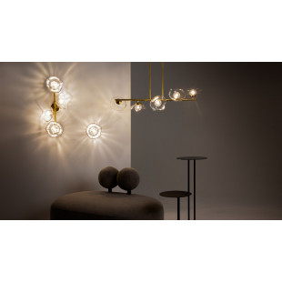 Lampa wisząca szklana podłużna Miracle V 110cm przeźroczysty / mosiężny Maytoni