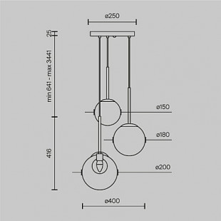 Lampa wisząca 3 szklane kule Basic Form 40cm przeźroczysto-złota Maytoni