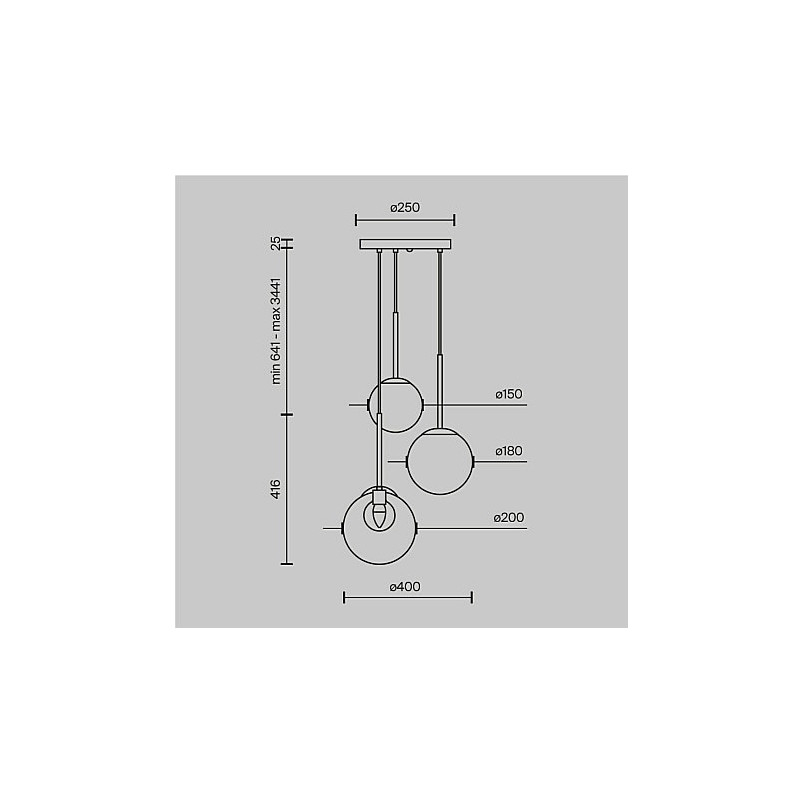 Lampa wisząca 3 szklane kule Basic Form 40cm przeźroczysto-złota Maytoni