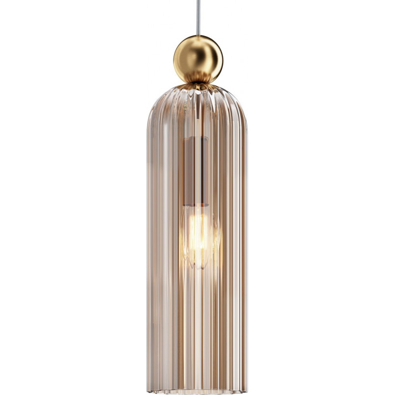Lampa wisząca szklana vintage Antic 10cm koniakowy / złoty Maytoni
