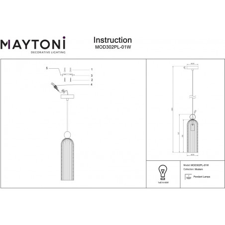 Lampa wisząca szklana vintage Antic 10cm biały / złoty Maytoni