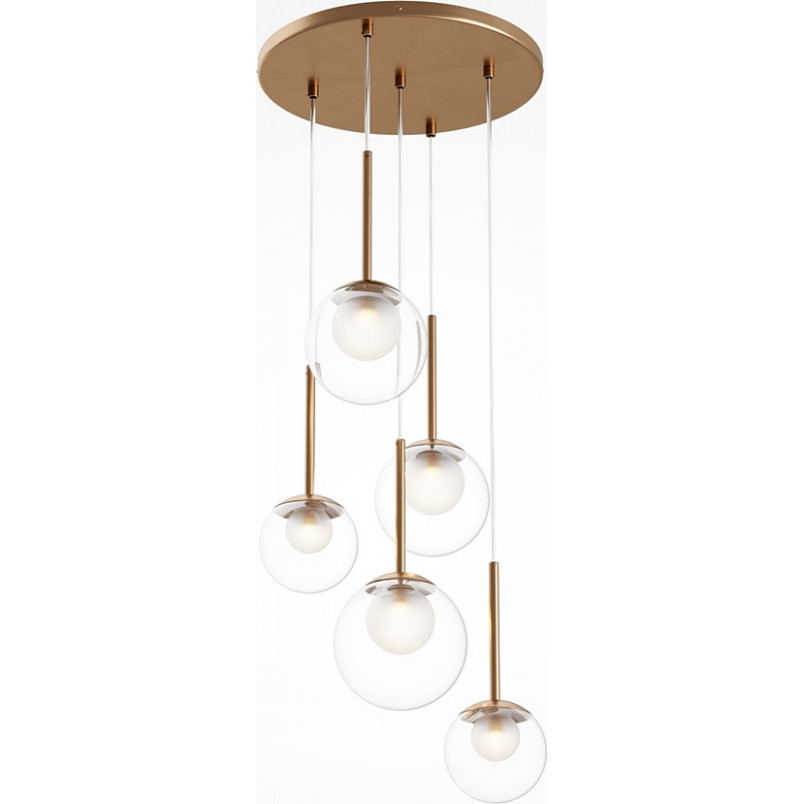 Lampa wisząca 5 szklanych kul Basic Form 45cm przeźroczysto-złota Maytoni
