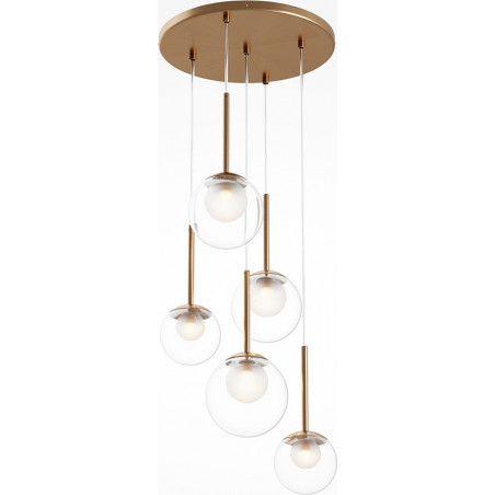 Lampa wisząca 5 szklanych kul Basic Form 45cm przeźroczysto-złota Maytoni