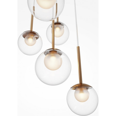 Lampa wisząca 5 szklanych kul Basic Form 45cm przeźroczysto-złota Maytoni