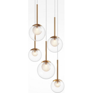 Lampa wisząca 5 szklanych kul Basic Form 45cm przeźroczysto-złota Maytoni