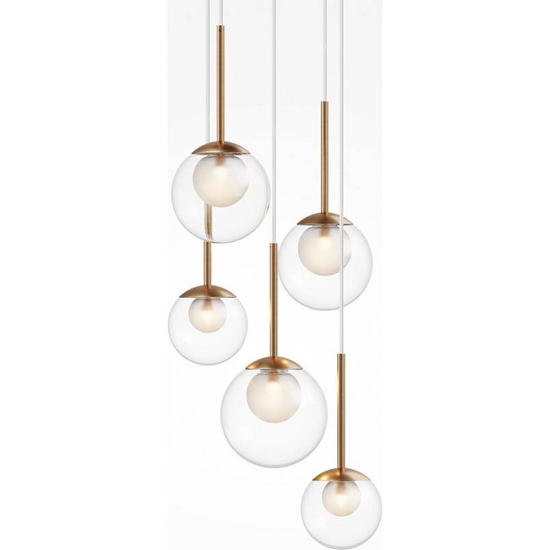 Lampa wisząca 5 szklanych kul Basic Form 45cm przeźroczysto-złota Maytoni