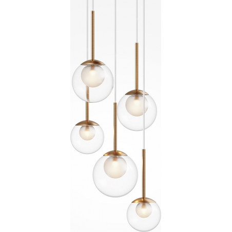 Lampa wisząca 5 szklanych kul Basic Form 45cm przeźroczysto-złota Maytoni
