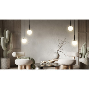 Lampa wisząca szklana kula Basic Form 15cm biało-złota Maytoni