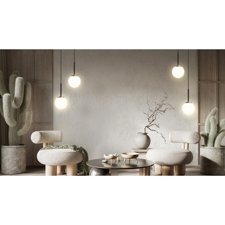 Lampa wisząca szklana kula Basic Form 15cm biało-złota Maytoni