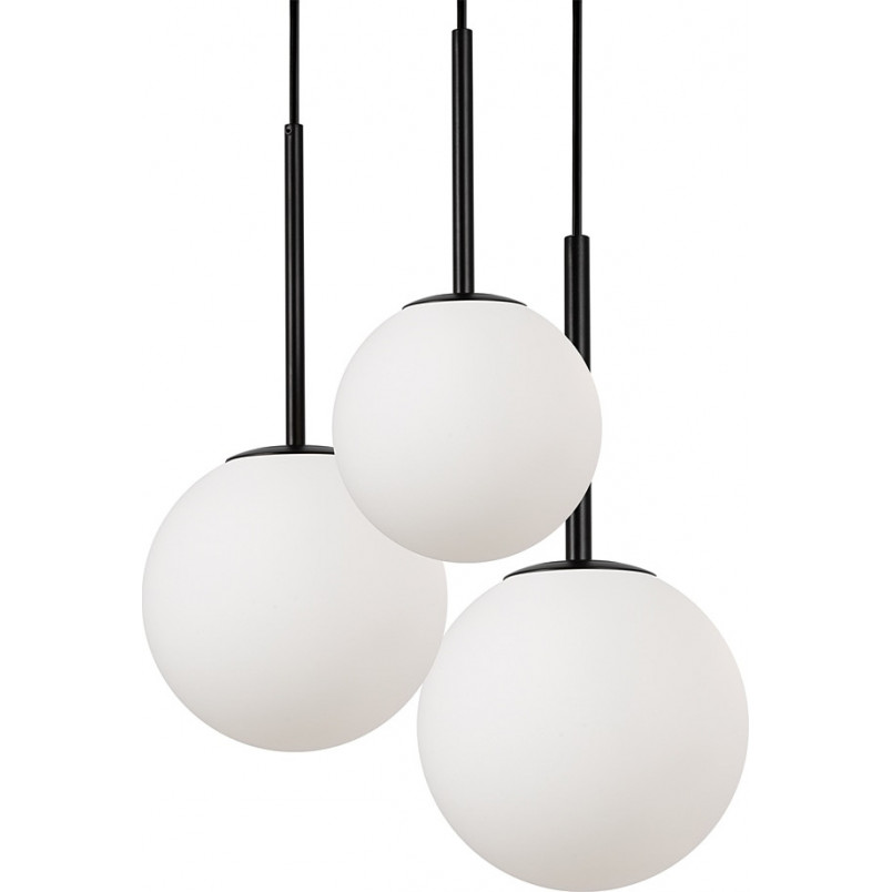 Lampa wisząca 3 szklane kule Basic Form 40cm biało-czarna Maytoni