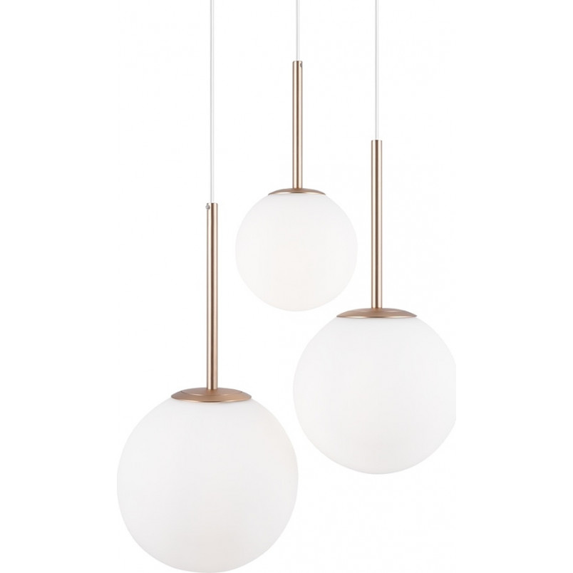 Lampa wisząca 3 szklane kule Basic Form 40cm biała Maytoni