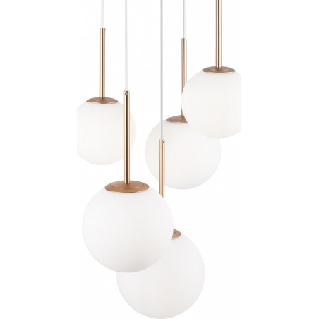 Lampa wisząca 5 szklanych kul Basic Form 58cm biała Maytoni