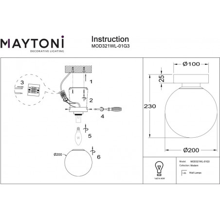 Kinkiet szklana kla Basic Form 20cm biało-złoty Maytoni
