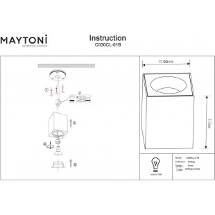 Lampa spot do łazienki Zoom GU10 9x9cm czarna Maytoni