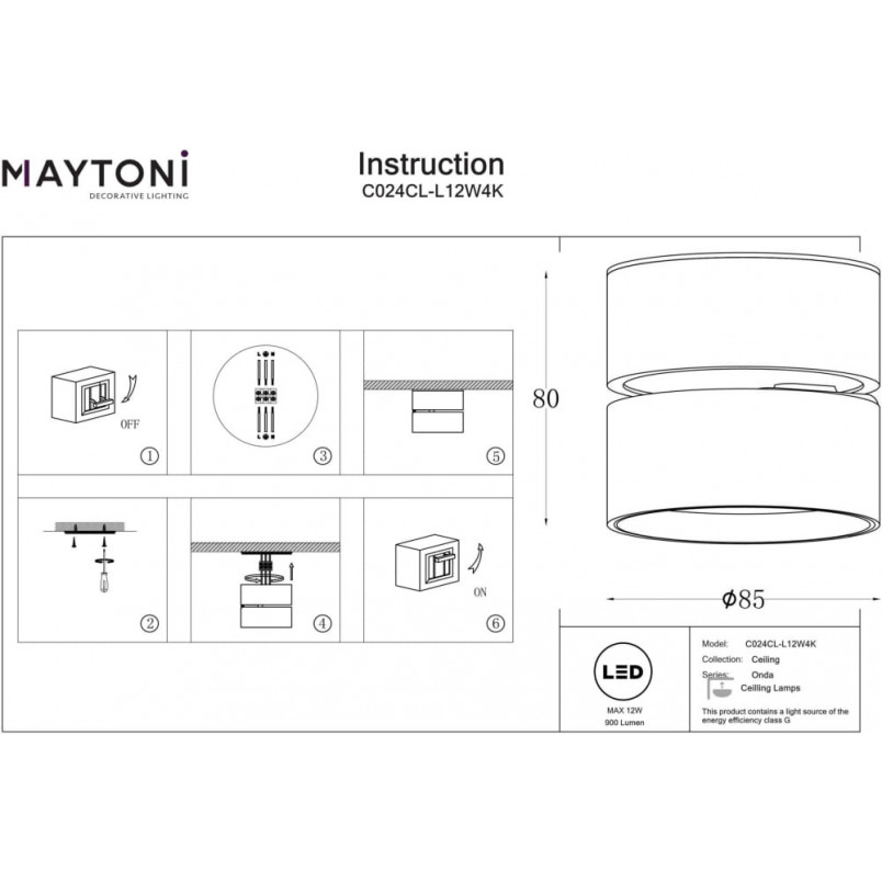 Reflektor kierunkowy Onda LED 4000K 8,5cm biały Maytoni
