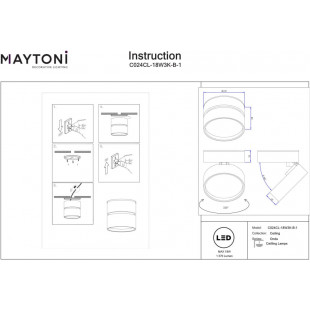 Reflektor kierunkowy Onda LED 3000K 12cm czarny Maytoni