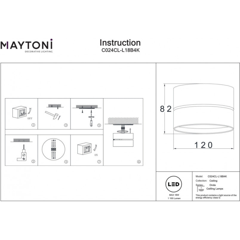 Reflektor kierunkowy Onda LED 4000K 12cm czarny Maytoni