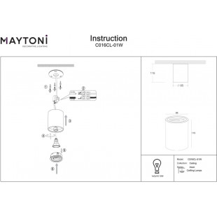 Lampa spot tuba Atom 8,5cm biała Maytoni