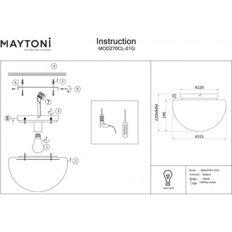 Plafon szklany Glassy 31,5cm biały Maytoni