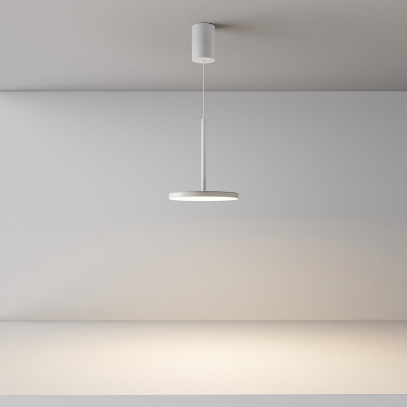 Lampa wisząca z płaskim kloszem Plato LED 3000K 18,5cm biała Maytoni