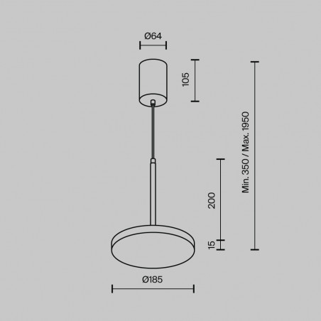 Lampa wisząca z płaskim kloszem Plato LED 3000K 18,5cm czarna Maytoni
