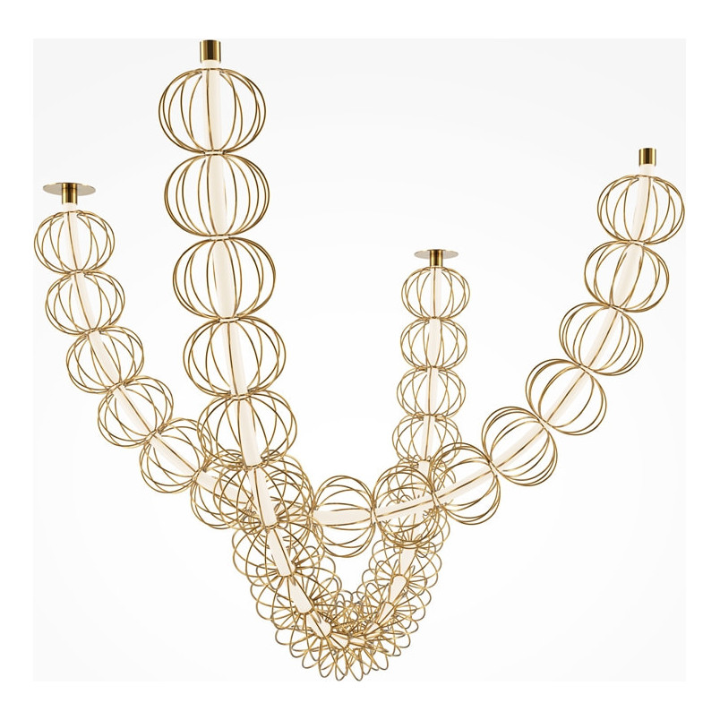 Lampa wisząca druciane kule glamour Golden Cage LED 153,7cm złota Maytoni