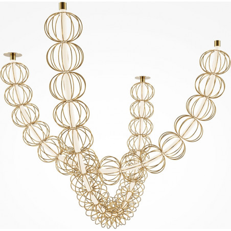 Lampa wisząca druciane kule glamour Golden Cage LED 153,7cm złota Maytoni