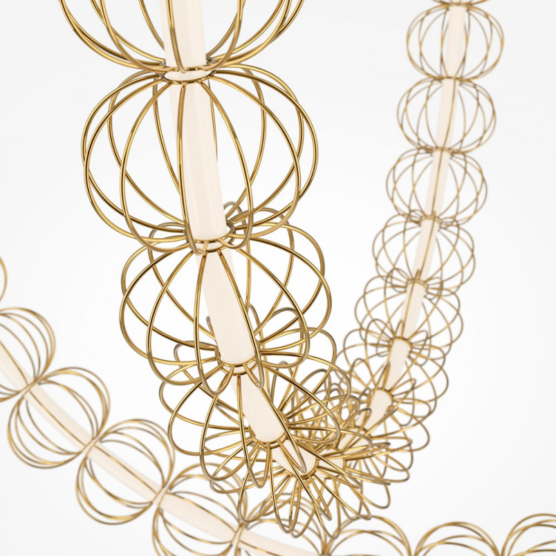 Lampa wisząca druciane kule glamour Golden Cage LED 153,7cm złota Maytoni