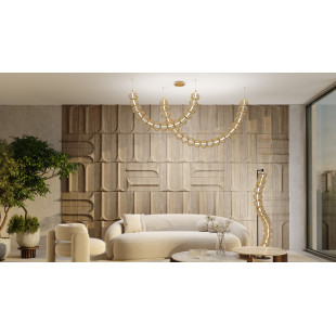 Lampa wisząca druciane kule glamour Golden Cage LED 153,7cm złota Maytoni