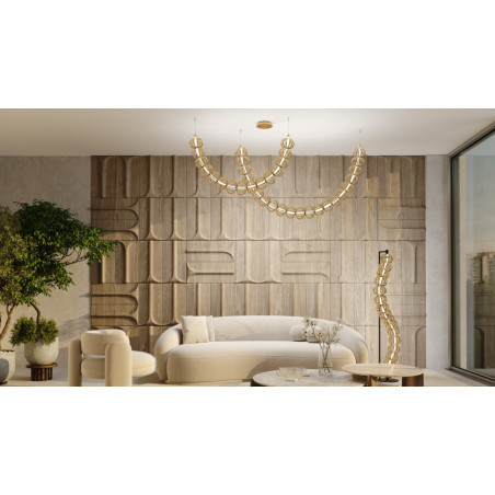 Lampa wisząca druciane kule glamour Golden Cage LED 153,7cm złota Maytoni