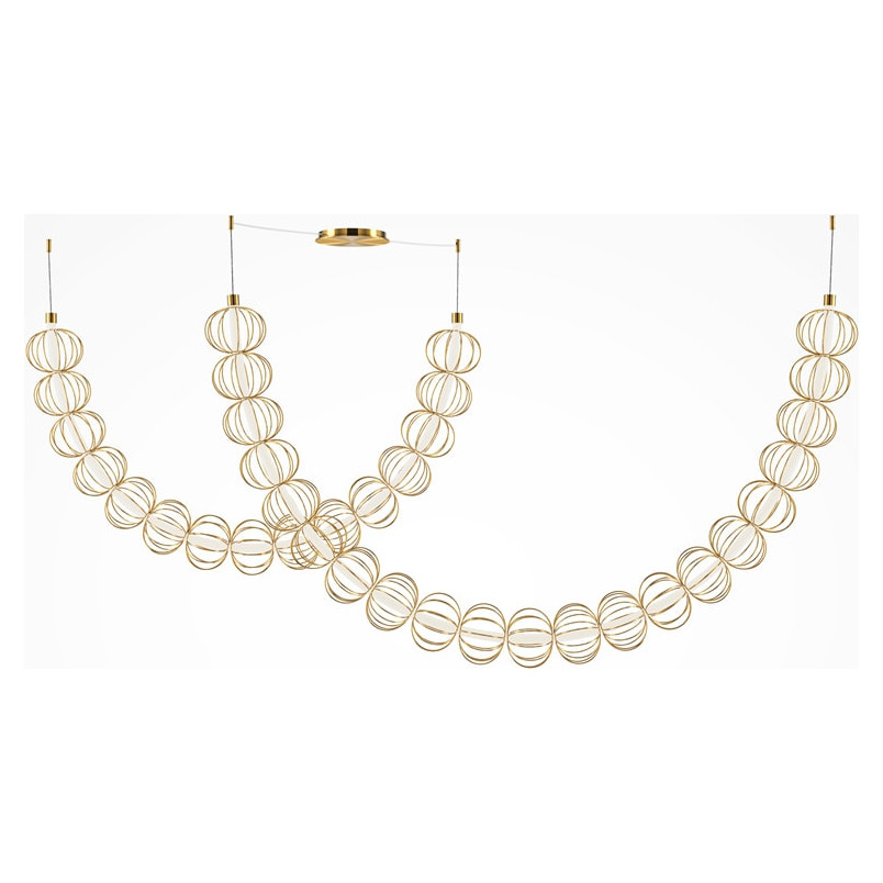 Lampa wisząca druciane kule glamour Golden Cage LED 208,6cm złota Maytoni