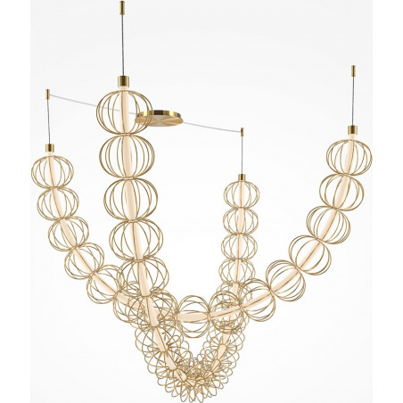 Lampa wisząca druciane kule glamour Golden Cage LED 208,6cm złota Maytoni