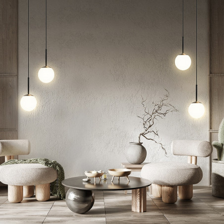 Lampa wisząca szklana kula Basic Form 15cm biało-czarna Maytoni