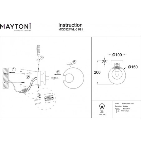Kinkiet szklana kla Basic Form 15cm przeźroczysto-złoty Maytoni