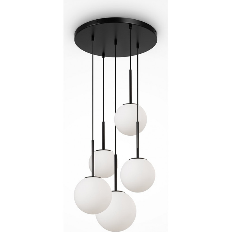 Lampa wisząca 5 szklanych kul Basic Form 45cm biało-czarna Maytoni