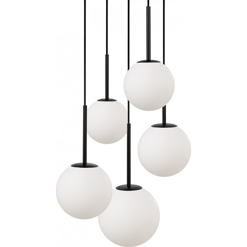 Lampa wisząca 5 szklanych kul Basic Form 45cm biało-czarna Maytoni