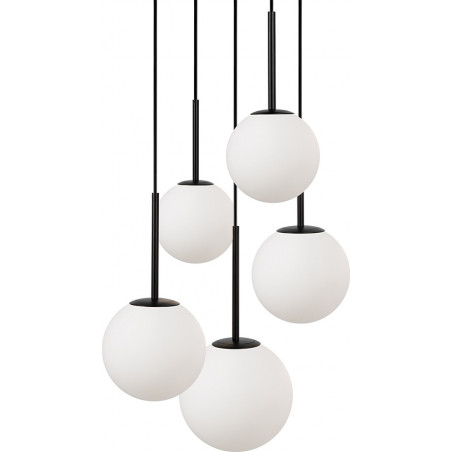 Lampa wisząca 5 szklanych kul Basic Form 45cm biało-czarna Maytoni