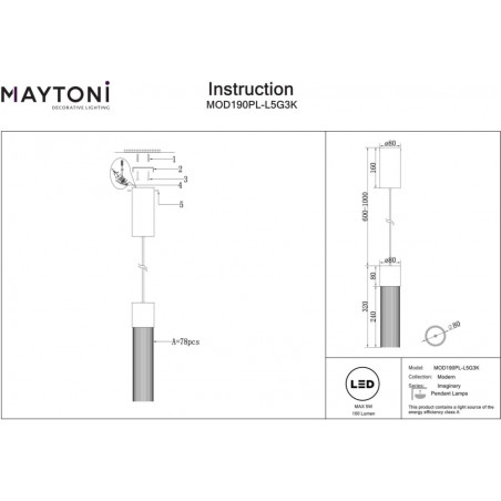 Lampa wisząca dekoracyjna glamour Imaginary LED 8cm złota Maytoni