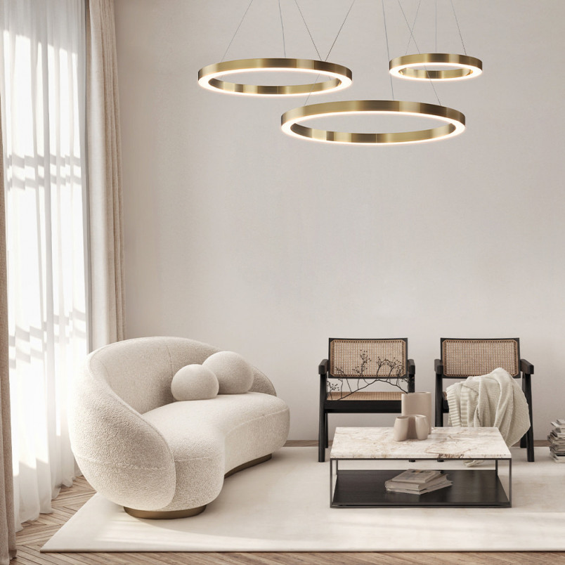 Lampa wisząca okrąg Saturno LED 60cm mosiężna Maytoni