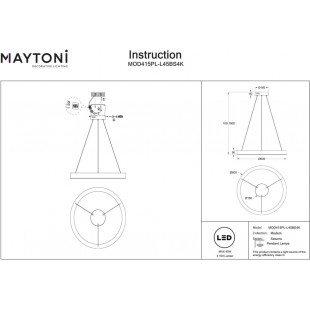 Lampa wisząca okrąg Saturno LED 60cm mosiężna Maytoni