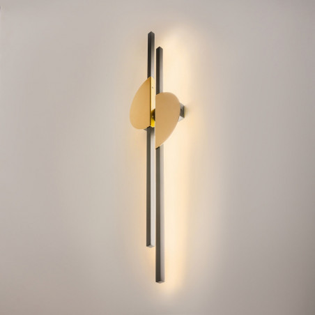 Kinkiet pionowy podwójny Skyline LED H79cm 4000K czarno-mosiężny Maytoni