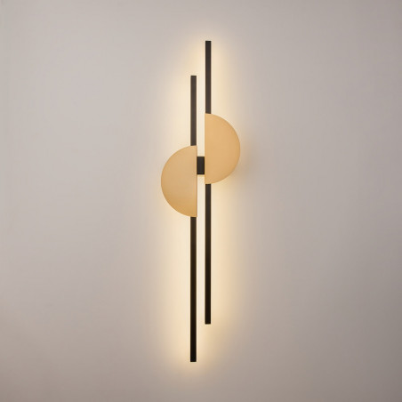 Kinkiet pionowy podwójny Skyline II LED H79cm 4000K czarno-mosiężny Maytoni