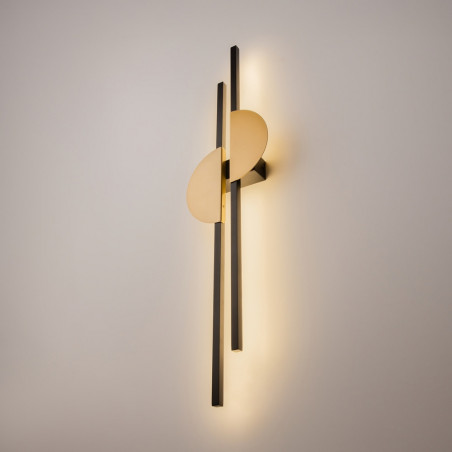 Kinkiet pionowy podwójny Skyline II LED H79cm 4000K czarno-mosiężny Maytoni