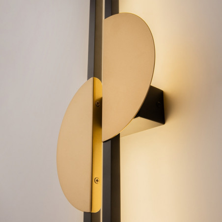 Kinkiet pionowy podwójny Skyline II LED H79cm 4000K czarno-mosiężny Maytoni