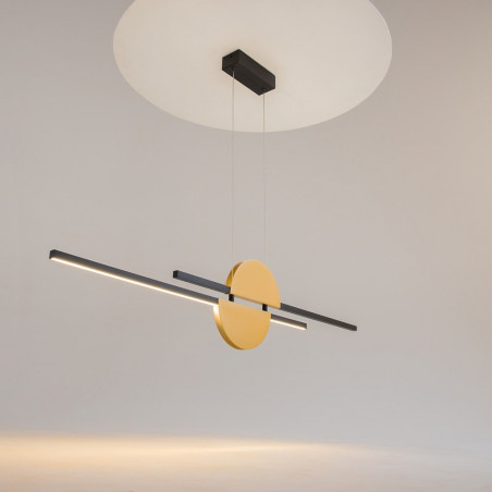 Lampa wisząca podłużna Skyline LED 110cm czarno-mosiężna Maytoni