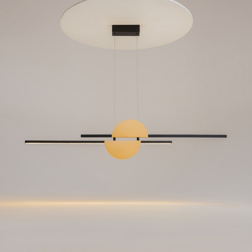 Lampa wisząca podłużna Skyline LED 110cm czarno-mosiężna Maytoni