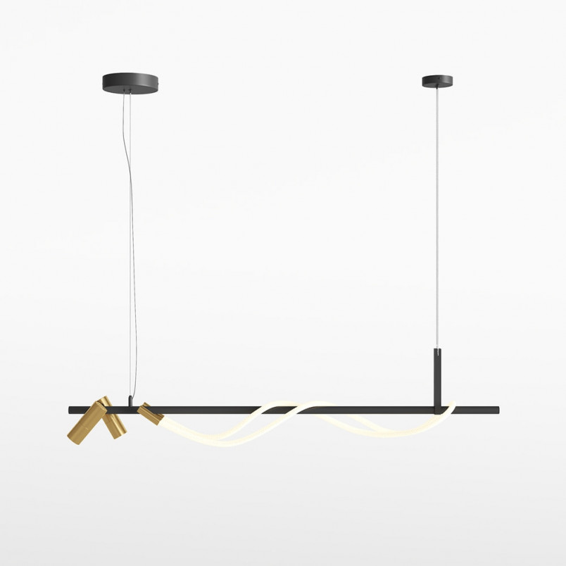 Lampa wisząca nowoczesna z reflektorkami Tau LED 3000K 140cm czarno-złota Maytoni