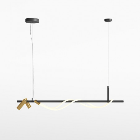 Lampa wisząca nowoczesna z reflektorkami Tau LED 3000K 140cm czarno-złota Maytoni