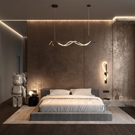 Lampa wisząca nowoczesna z reflektorkami Tau LED 3000K 140cm czarno-złota Maytoni