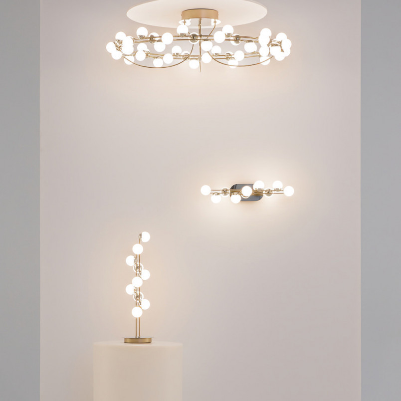 Plafon szklane kule glamour Tessara LED 80cm biało-złoty Maytoni